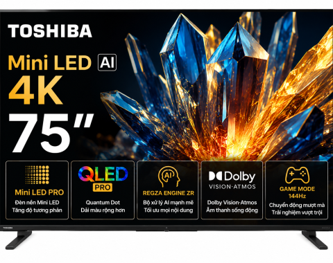 Smart Tivi Mini LED Toshiba AI 4K 75 inch 75Z770RP
