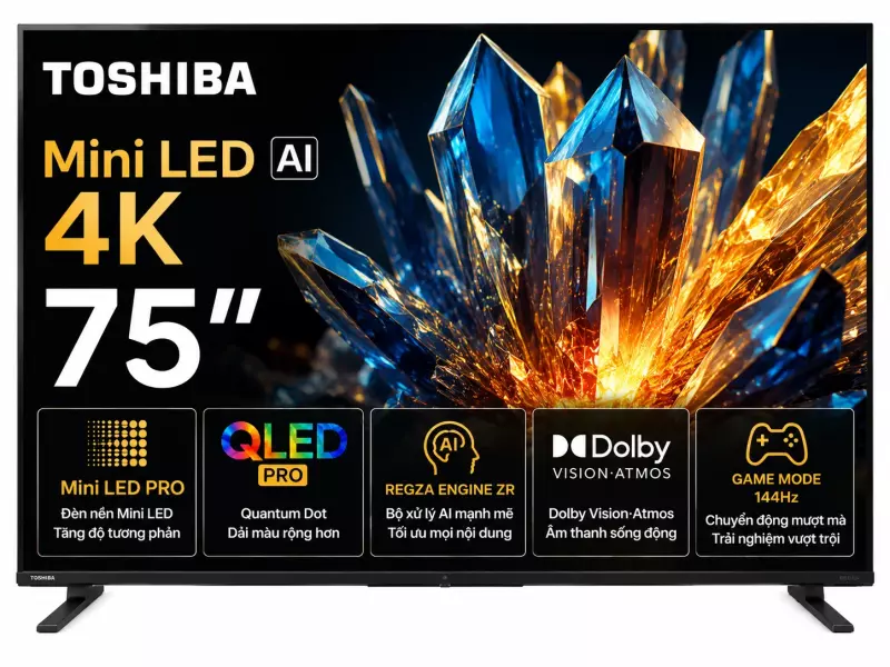 Smart Tivi Mini LED Toshiba AI 4K 75 inch 75Z770RP