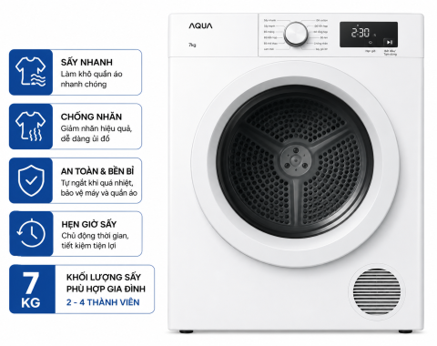 Máy sấy thông hơi Aqua 7 Kg AQH-V700FW