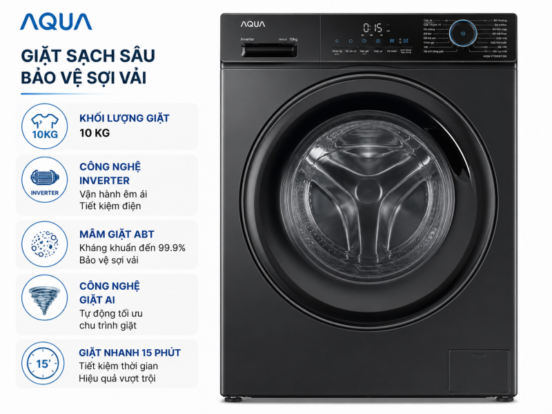 Máy giặt Aqua 10 KG AQW-F100GT.BK
