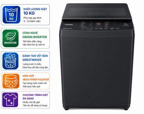 Máy giặt Toshiba Inverter 10 kg AW-DM1100PV(KK)