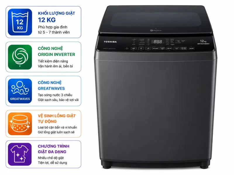 Máy giặt Toshiba Inverter 12 kg AW-DUK1300KV(SG)