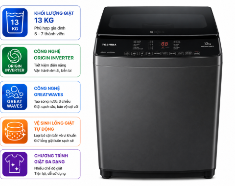 Máy giặt Toshiba Inverter 13 kg AW-DUM1400LV (MK)