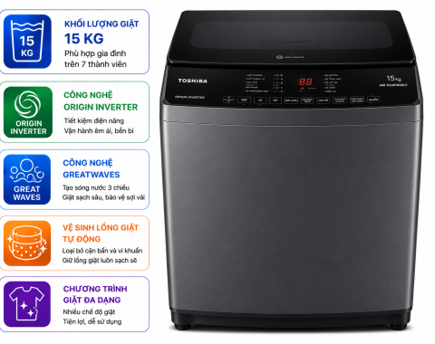 Máy giặt Toshiba Inverter 15 kg AW-DUM1600LV(SG)
