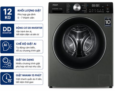 Máy giặt Aqua Inverter 12 kg AW12-BD4377U1L(GN)