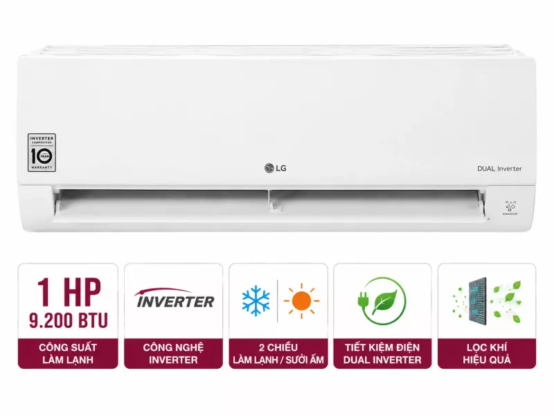 Máy lạnh 2 chiều LG Inverter 1 HP B10END1