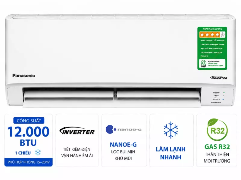 Điều hòa Panasonic Inverter 12000 BTU CU/CS-PU12AKH-8