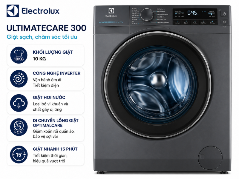 Máy giặt Electrolux UltimateCare 300 Inverter 10 kg EWF1024D3SC