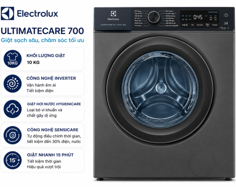 Máy giặt Electrolux UltimateCare 700 Inverter 10 kg EWF1043R7SC