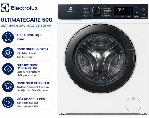 Máy giặt Electrolux UltimateCare 500 Inverter 13 kg EWF1343P5WC