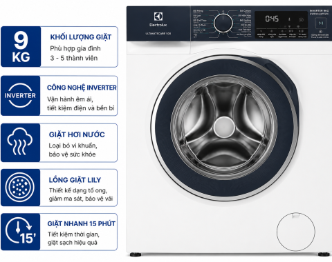 Máy giặt Electrolux UltimateCare 500 Inverter 9 kg EWF9023P5WC