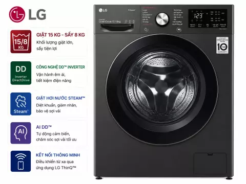 Máy giặt sấy LG Inverter 15 kg F2515RTGB
