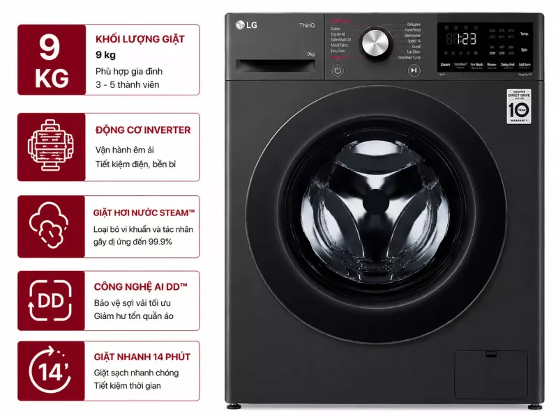 Máy giặt LG Inverter 9 kg FB1209S5M