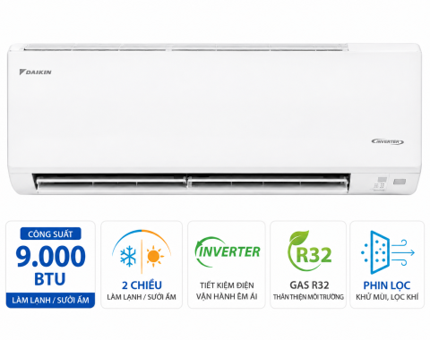 Điều hòa Daikin 2 chiều 9000BTU inverter gas R32 FTHF25XVMV