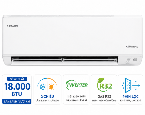 Điều hòa Daikin 2 chiều 18000BTU inverter gas R32 FTHF50VAVMV