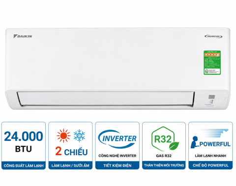 Điều hòa Daikin 2 chiều 24000BTU inverter gas R32 FTHF71VAVMV