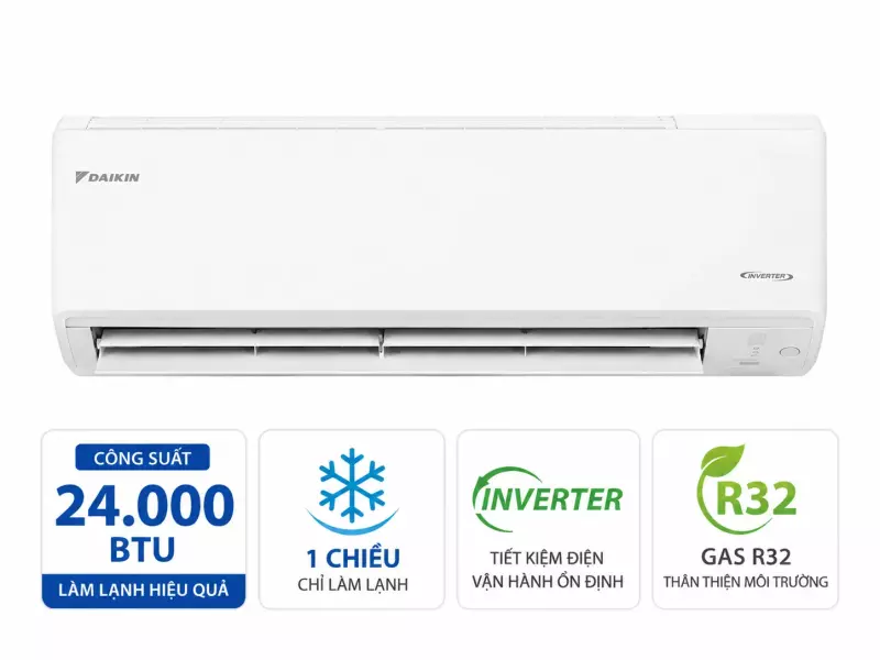 Điều hòa Daikin 1 chiều 24.000BTU inverter FTKF71ZVMV