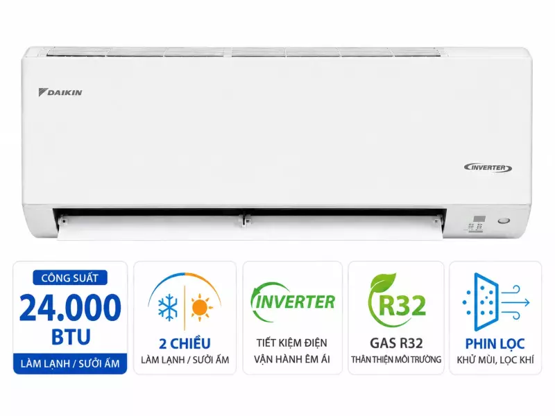 Điều hòa Daikin Inverter 2 chiều 24.000BTU FTXV71QVMV/RXV71QVMV