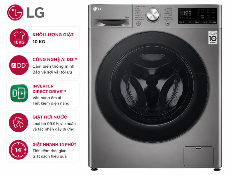 Máy giặt LG Inverter 10 kg FV1410S4P
