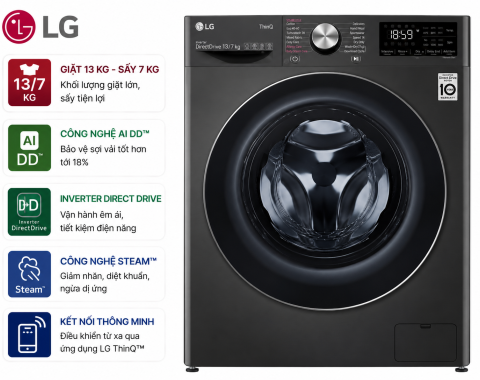 Máy giặt sấy LG Inverter 13 kg FV1413H3BA