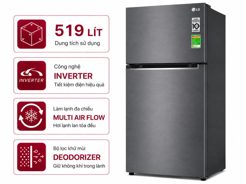 Tủ lạnh LG Inverter 519 lít GR-B256JDS