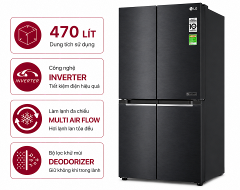 Tủ lạnh LG Inverter 470 lít Multi Door GR-B50BL
