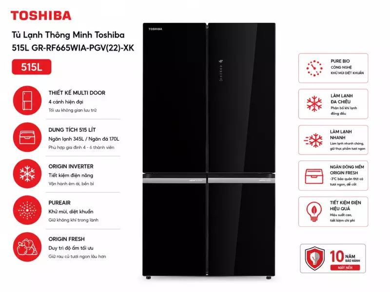 Tủ lạnh Toshiba Inverter 515 lít GR-RF665WIA-PGV(22)-XK