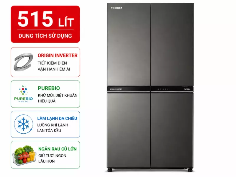 Tủ lạnh Toshiba Inverter 515 lít Multi Door GR-RF669WI-PGV(A9)-BG