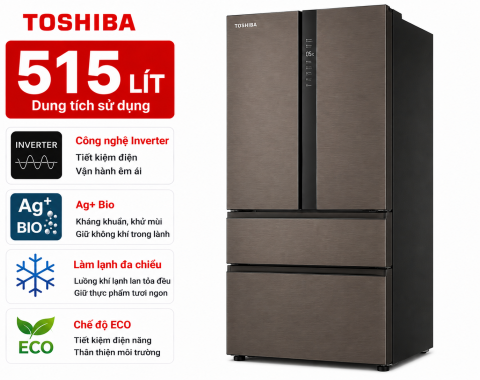 Tủ lạnh Toshiba Inverter 515 lít Multi Door GR-RF675WI-PMV(06)-MG
