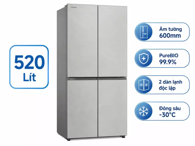 Tủ lạnh Toshiba Inverter 520 lít Multi Door GR-RF680WI-PGV(D4)