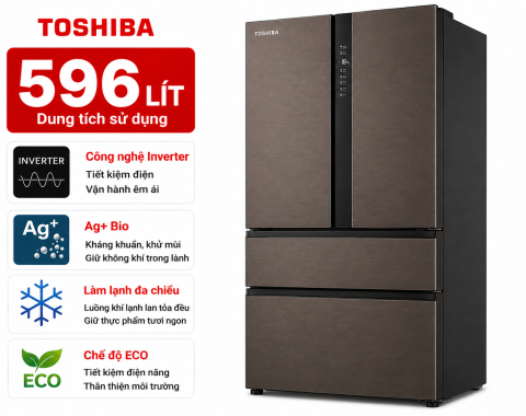 Tủ lạnh Toshiba Inverter 596 lít GR-RS775WI-PMV(06)-MG