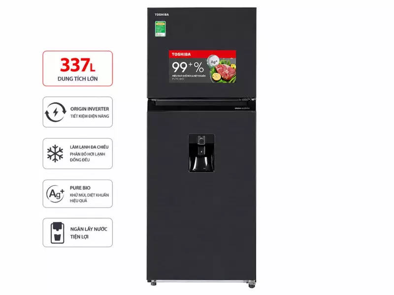 Tủ lạnh Toshiba Inverter 337 lít GR-RT435WE-PMV(06)-MG