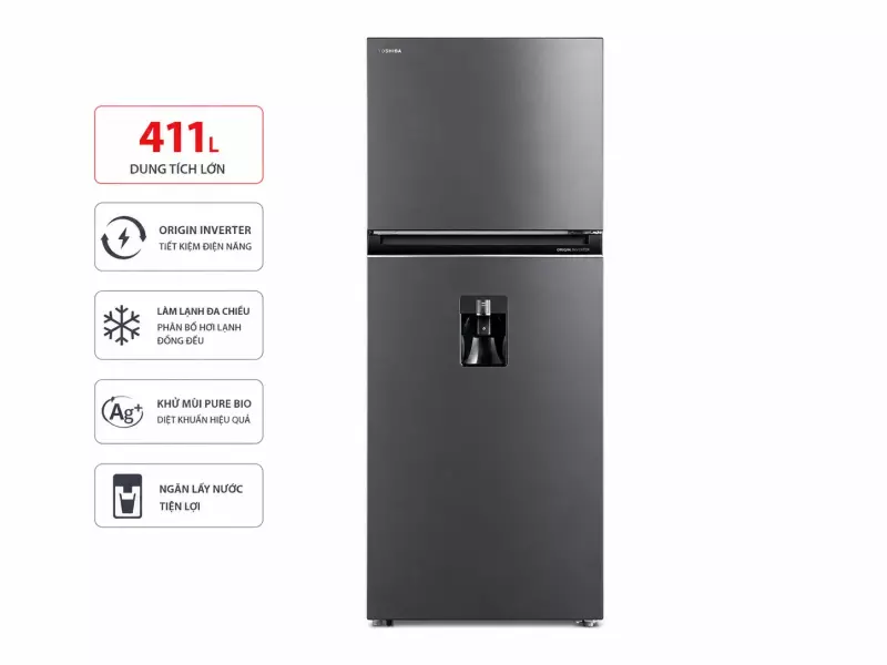 Tủ lạnh Toshiba Inverter 407 lít GR-RT535WE-PMV(06)-MG