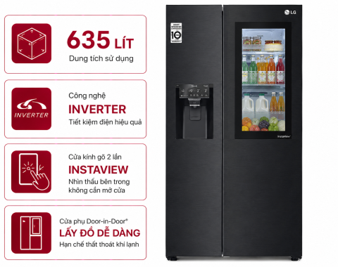 Tủ lạnh LG Inverter 635 Lít Side By Side InstaView Door-in-Door GR-X257BG