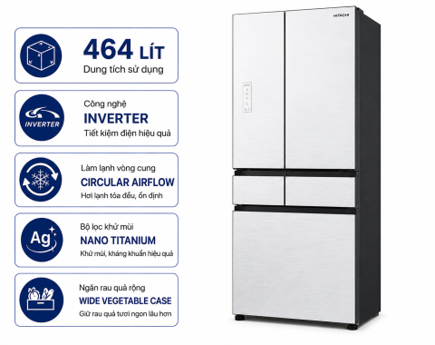 Tủ lạnh Hitachi Inverter 464 lít Multi Door HR4N7520DSWDXVN