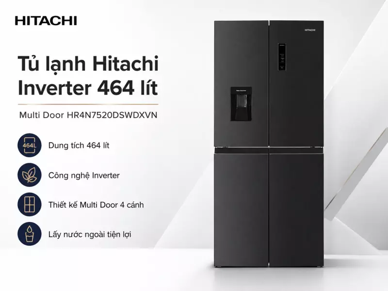 Tủ lạnh Hitachi Inverter 464 lít Multi Door HR4N7520DSWDXVN