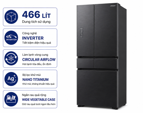 Tủ lạnh Hitachi Inverter 466 lít Multi Door HR4N7522DSDXVN