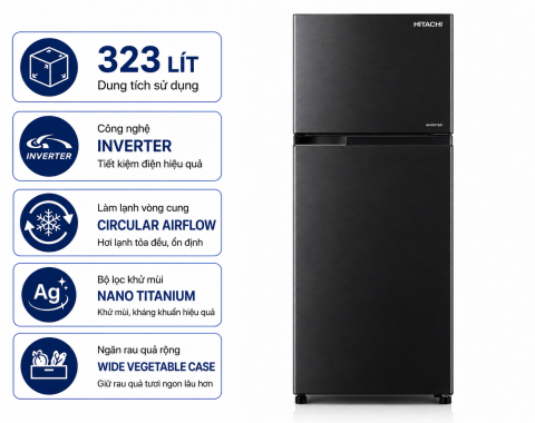 Tủ lạnh Hitachi Inverter 323 lít HRBN6340DGBKVN