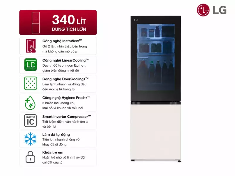 Tủ lạnh LG Inverter 340 lít InstaView LBB33BGMAI