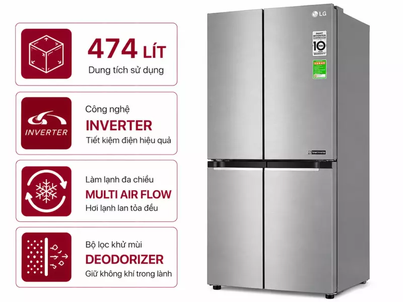 Tủ lạnh LG Inverter 474 lít Multi Door LFB47SVM