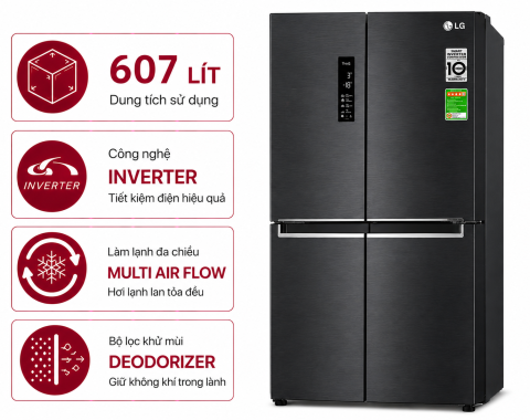 Tủ lạnh LG Inverter 607 lít Multi Door LFD61BLGA