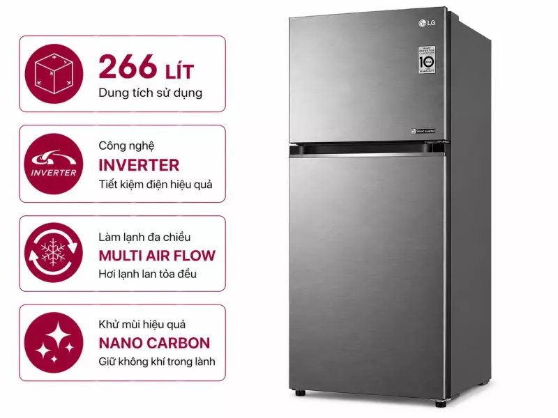 Tủ lạnh LG Inverter 266 lít LTB26SVM