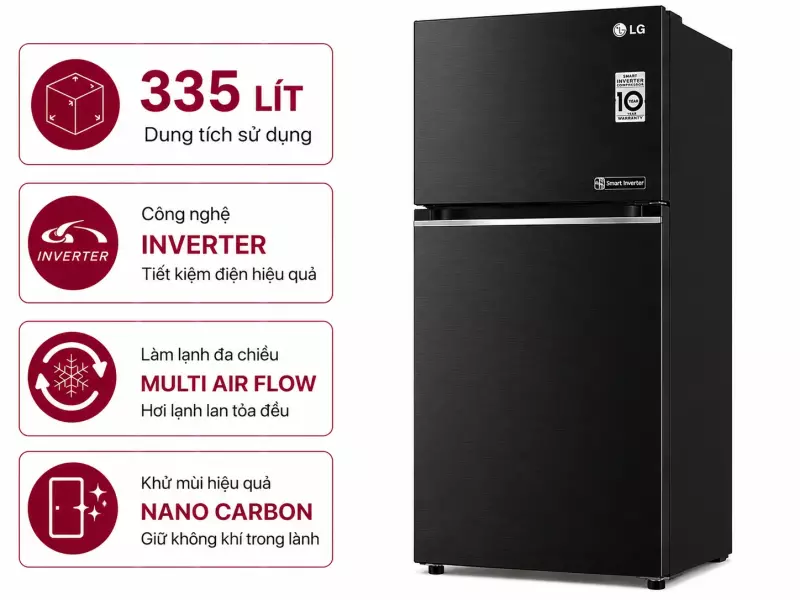 Tủ lạnh LG Inverter 335 lít LTB33BLG