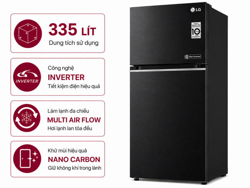 Tủ lạnh LG Inverter 335 lít LTB33BLMA