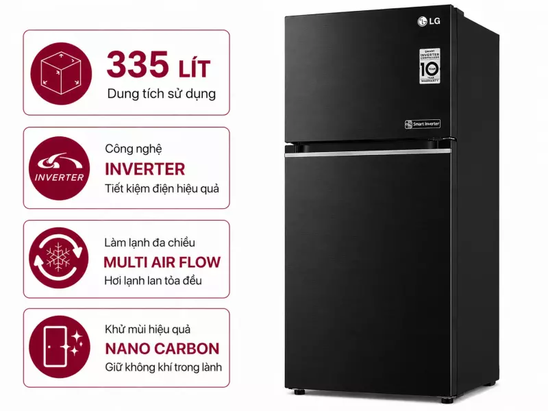 Tủ lạnh LG Inverter 335 lít LTB33BLMA