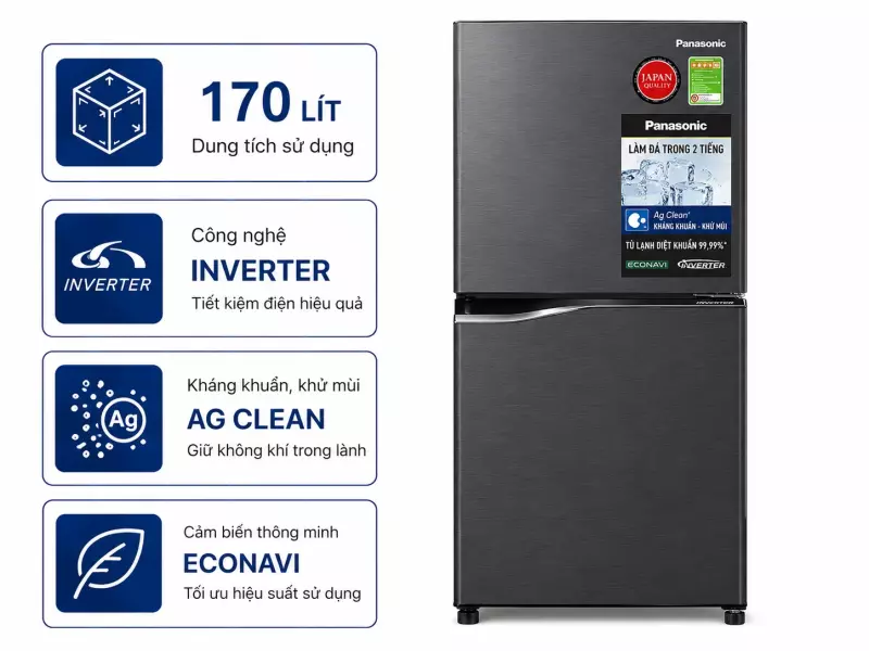 Tủ lạnh Panasonic Inverter 170 lít NR-BA190PPVN