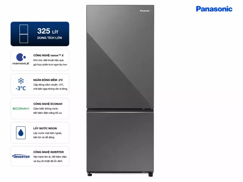 Tủ lạnh Panasonic Inverter 325 lít NR-BC361VGMV