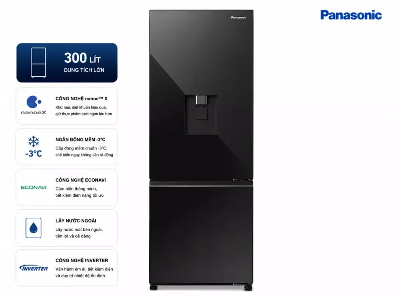 Tủ lạnh Panasonic Inverter 300 lít NR-BV331WGKV