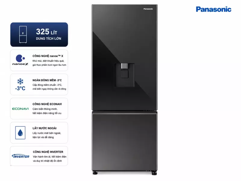 Tủ lạnh Panasonic Inverter 325 lít NR-BV361WGKV