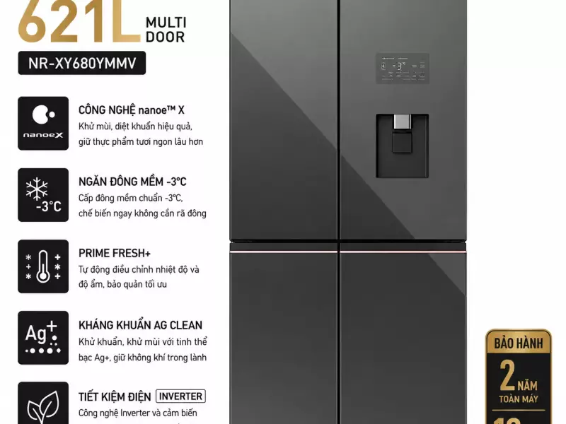 Tủ lạnh Panasonic Inverter 621 lít PRIME+ Edition Multi Door NR-XY680YMMV